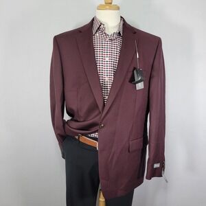 Michael‎ Kors Men's Sport Coat Blazer KIDWELL Two Button Burgundy Wool Blend 46L